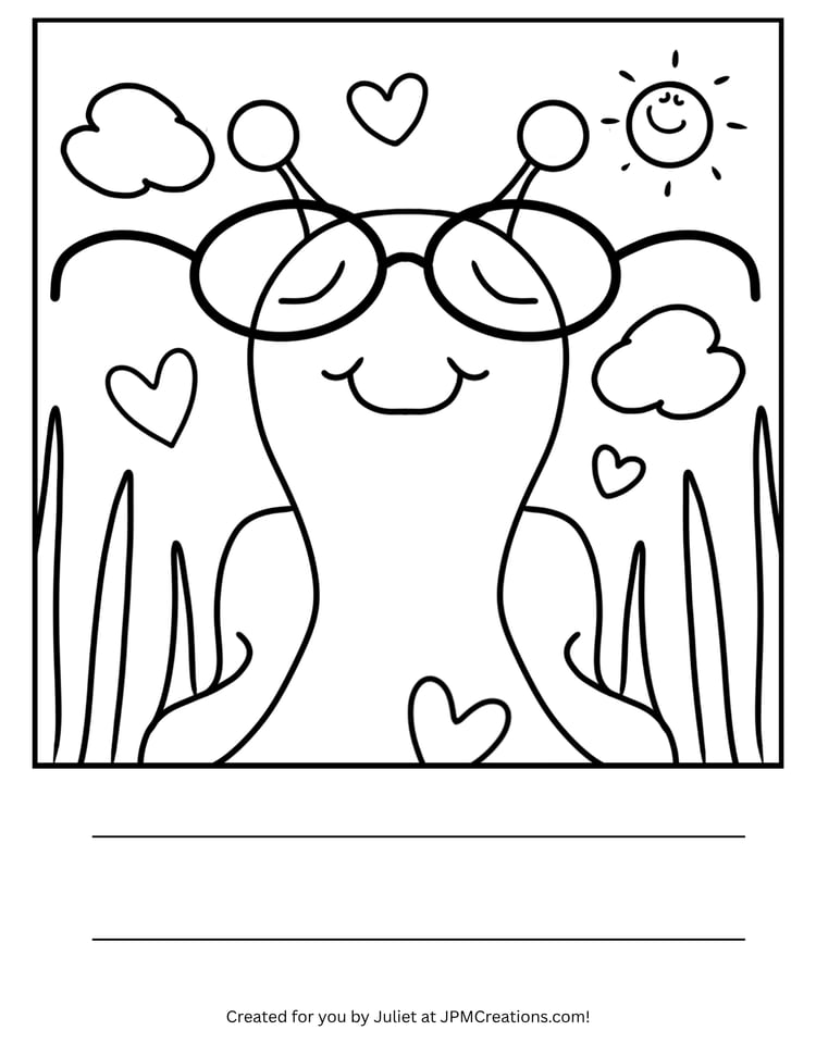 Cute Snail Bright Day Spring Coloring Page (Letter Size)