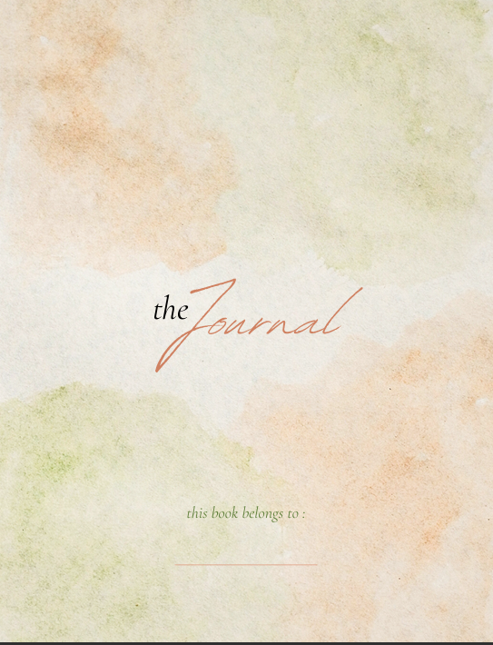 "Cover of green and yellow watercolor personal spiral notebook with text the Journal and this book belongs to: – soft, cheerful watercolor design."