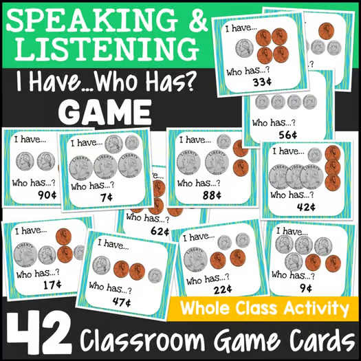 I Have Who Has Counting Coins to One Dollar Money Games 1st 2nd Grade Review