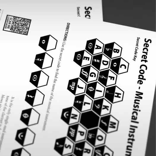 Secret Code: Musical Instruments Series - Worksheets for the Music Classroom