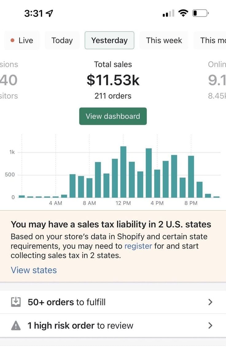 students sales dashboard from selling digital products