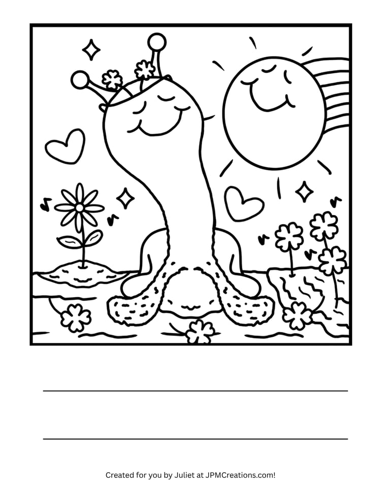 Cute Snail Sunshine, Shamrocks And Song St. Patrick’s Day Coloring Page (Letter Size)