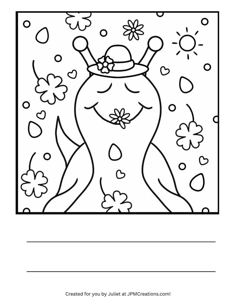 FREE: Cute Snail Shamrocks And Flowers St. Patrick’s Day Coloring Page  (Letter Size)