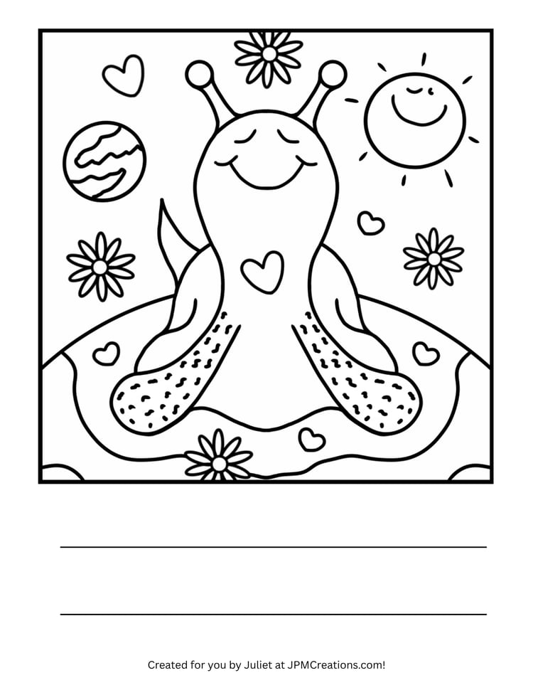 Cute Snail Shell-ebrates Earth Day Coloring Page (Letter Size)