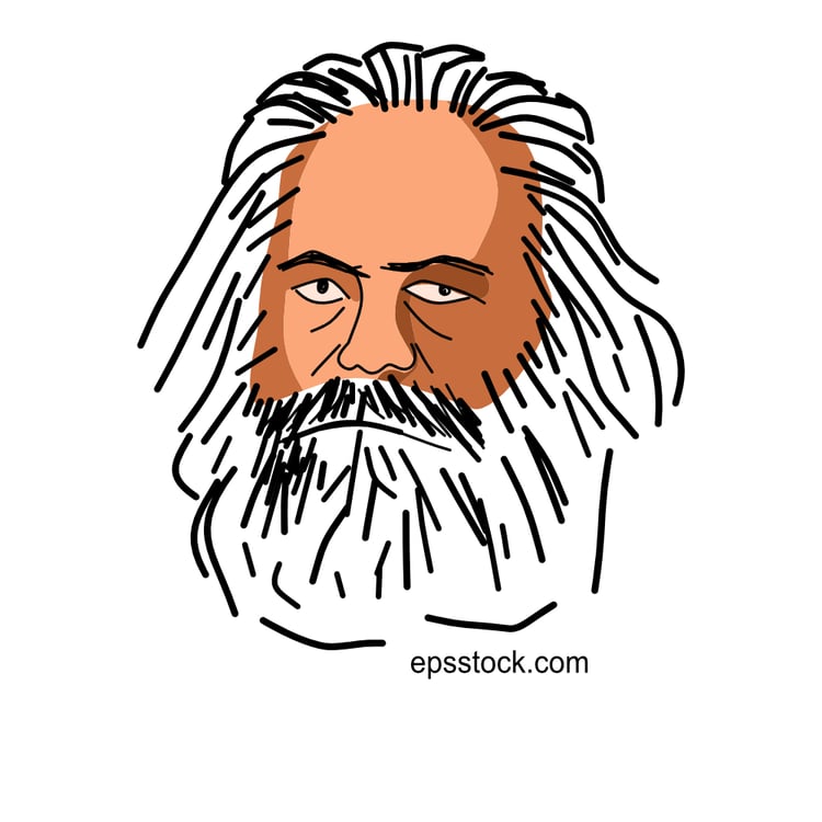 Karl Marx Portrait, flat vector illustration