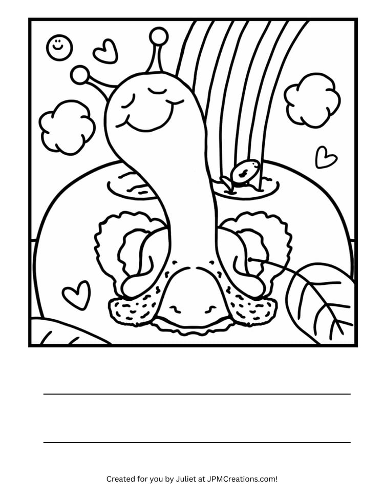 Cute Snail Teacher Appreciation Day (I Love Learning) Coloring Page (Letter Size)