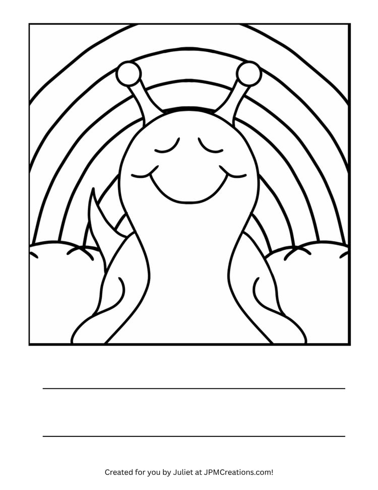 Cute Snail With Rainbow Coloring Page (Letter Size)