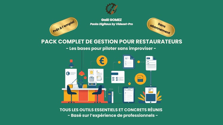 Pack complet gestion restaurateurs Excel français stock trésorerie coût matière