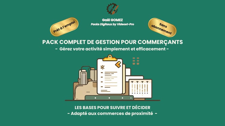 Pack complet gestion commerçants Excel français stock marges trésorerie