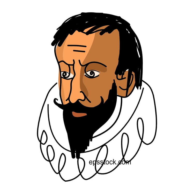 Miguel de Cervantes portrait , flat vector illustration