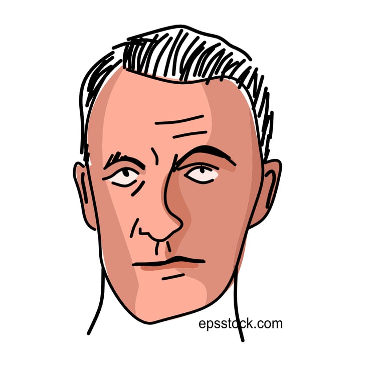 Maurice Merleau-Ponty portrait , flat vector illustration