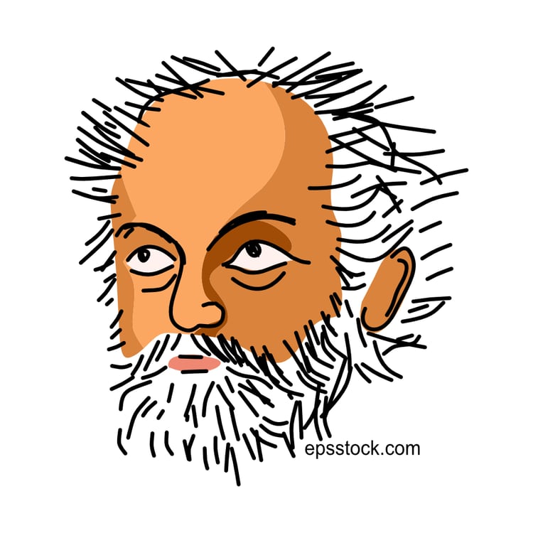 Aesop portrait, flat vector illustration