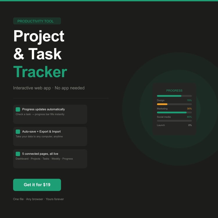 Project & Task Tracker — Interactive Web App (No App Required)