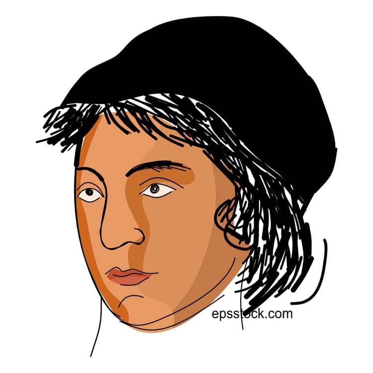 Mary Wollstonecraft portrait, flat vector illustration