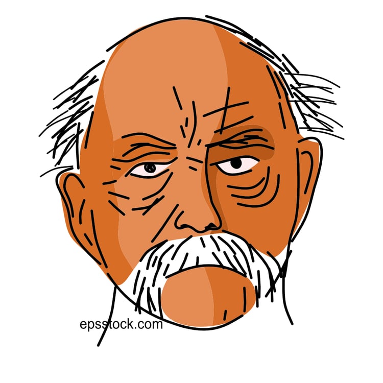 Otto von Bismarck portrait, flat vector illustration