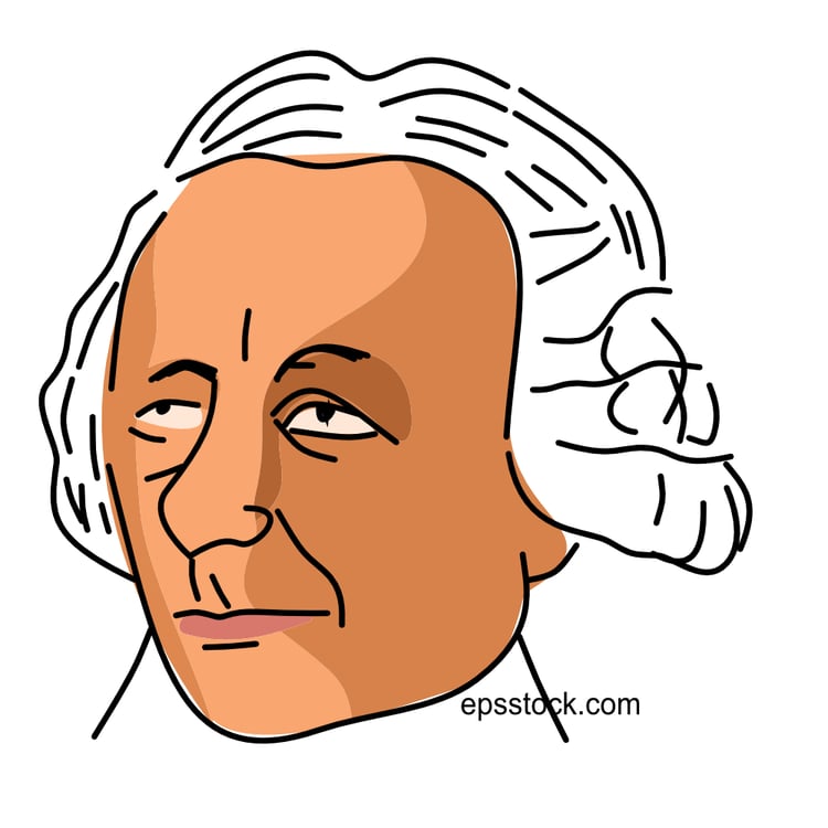 Leonhard Euler portrait, flat vector illustration