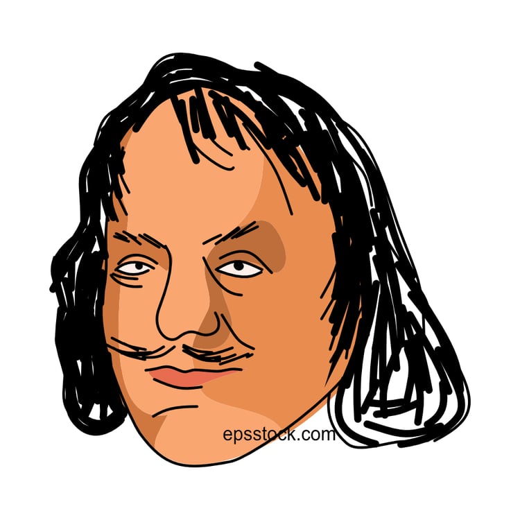 John Bunyan portrait, flat vector illustration