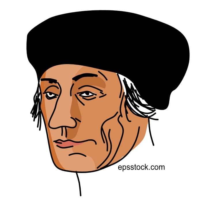Erasmus Portrait, flat vector illustration