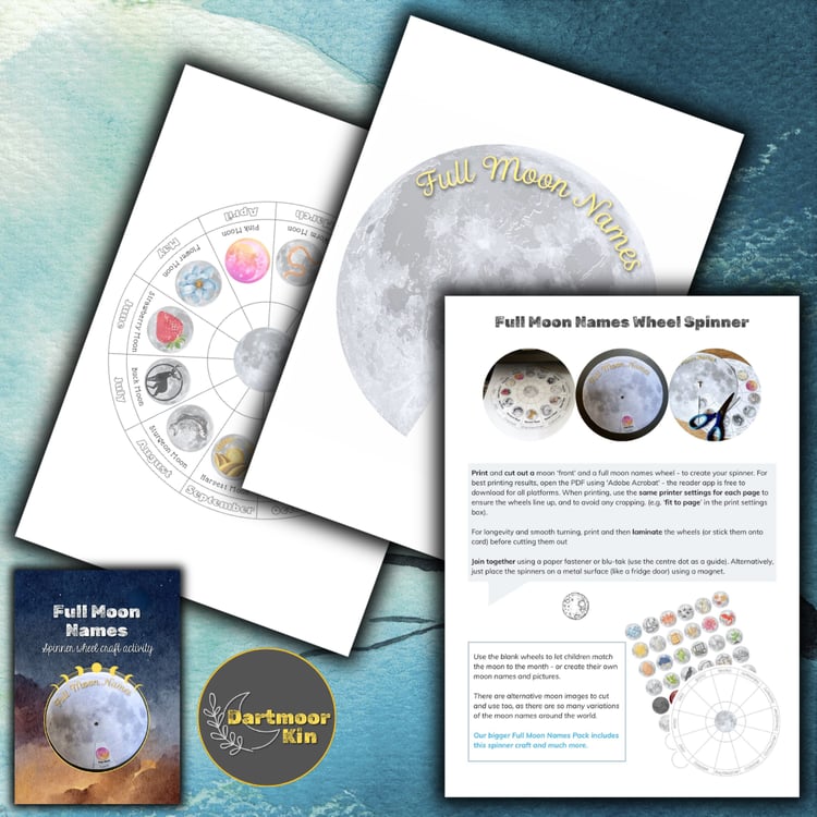 Learn the full Moon names printables and crafts digital download