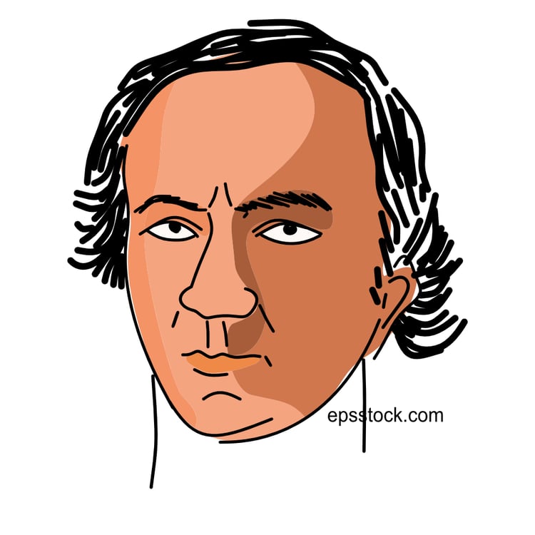 Jean Baptiste Dumas portrait, flat vector illustration