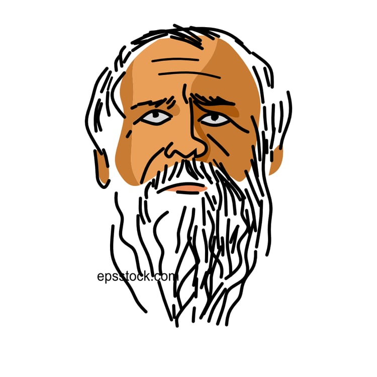 Heraclitus portrait, flat vector illustration