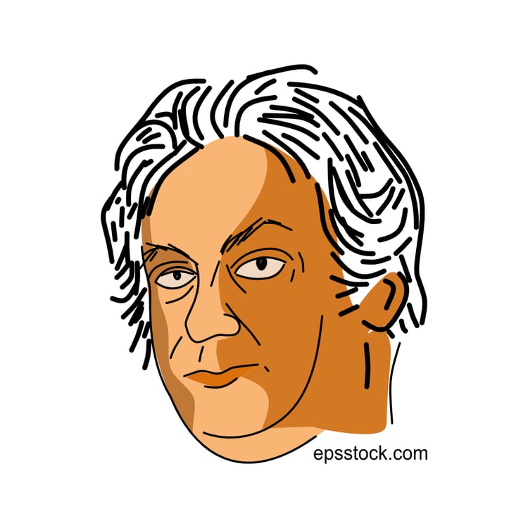 Jons Jacob Berzelius portrait, flat vector illustration