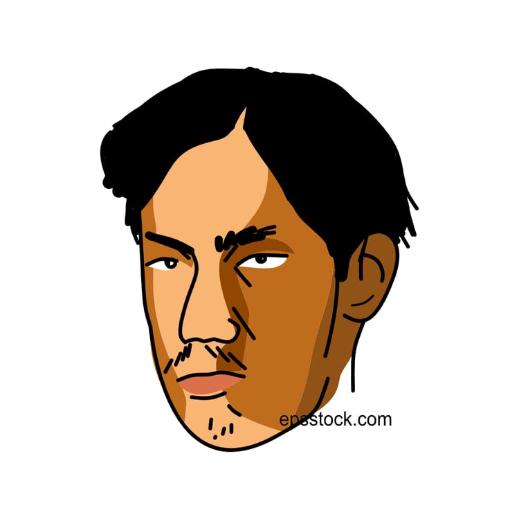 Emperor Meiji portrait, flat vector illustration