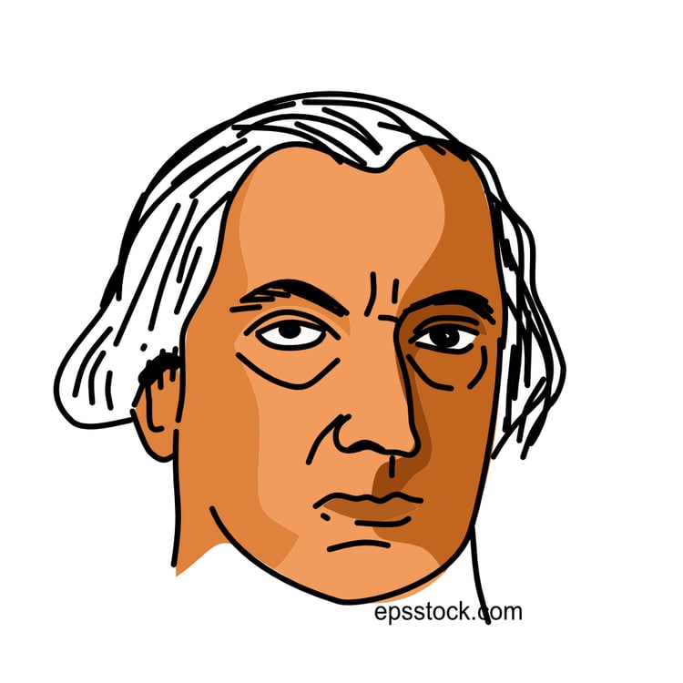 James Madison portrait, flat vector illustration