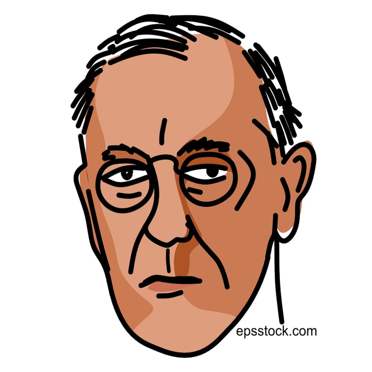 Woodrow Wilson portrait, flat vector illustration