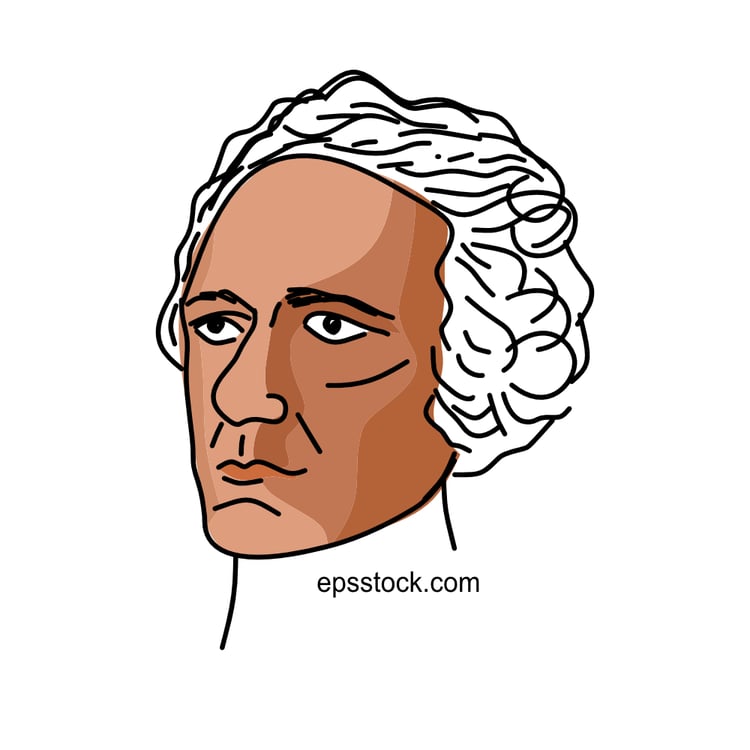 Alexander Hamilton portrait, flat vector illustration