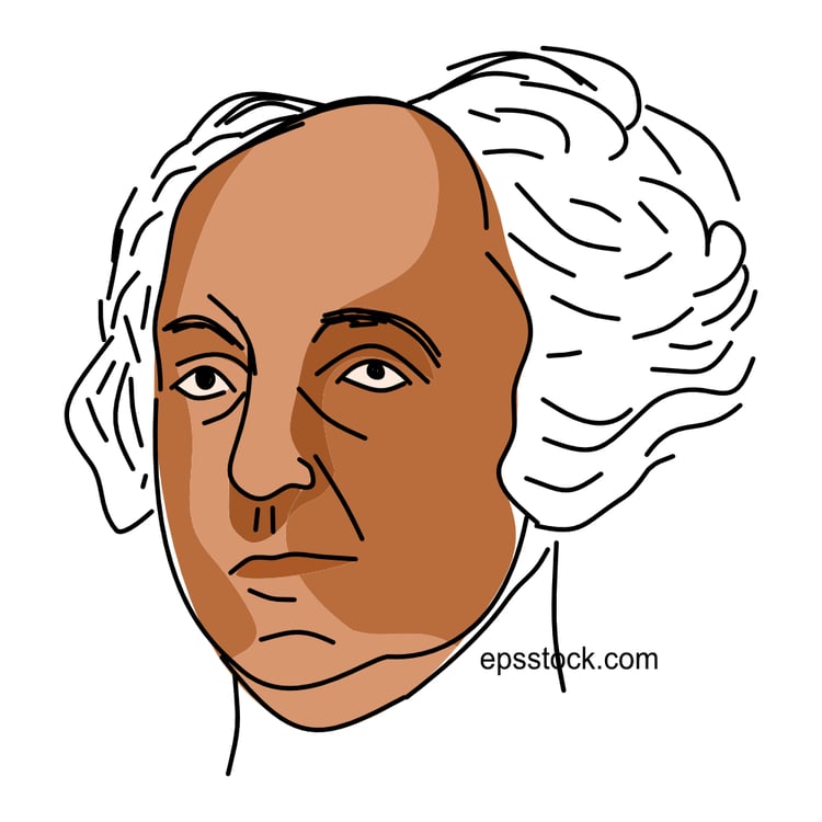 John Adams portrait, flat vector illustration