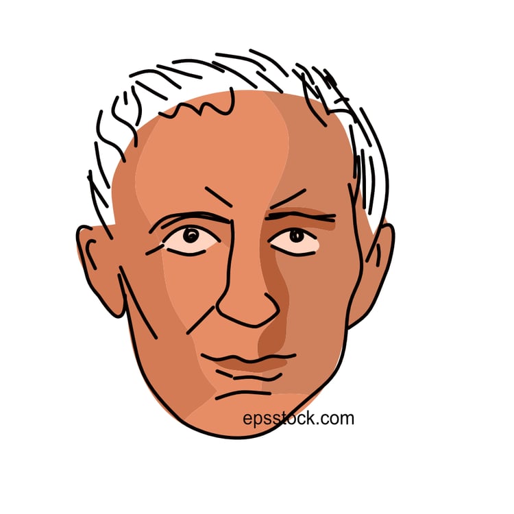 Louis Braille portrait, flat vector illustration