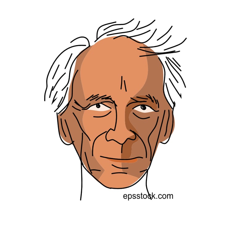 Bertrand Russell portrait, flat vector illustration