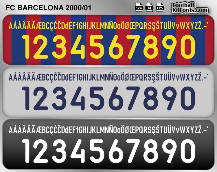 Football Kit Fonts - Barcelona