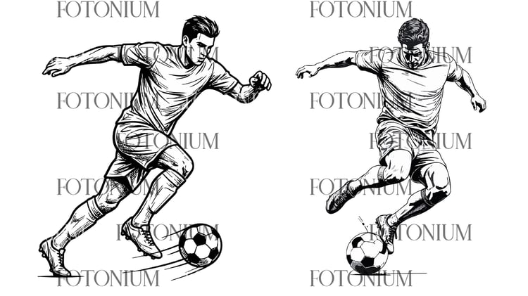 Vector Illustration of Soccer Player Sketch – Hand Drawn Football Action Illustration Line Art