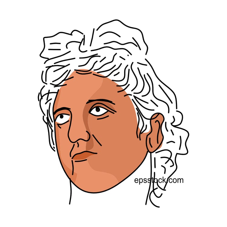Apollo portrait, flat vector illustration