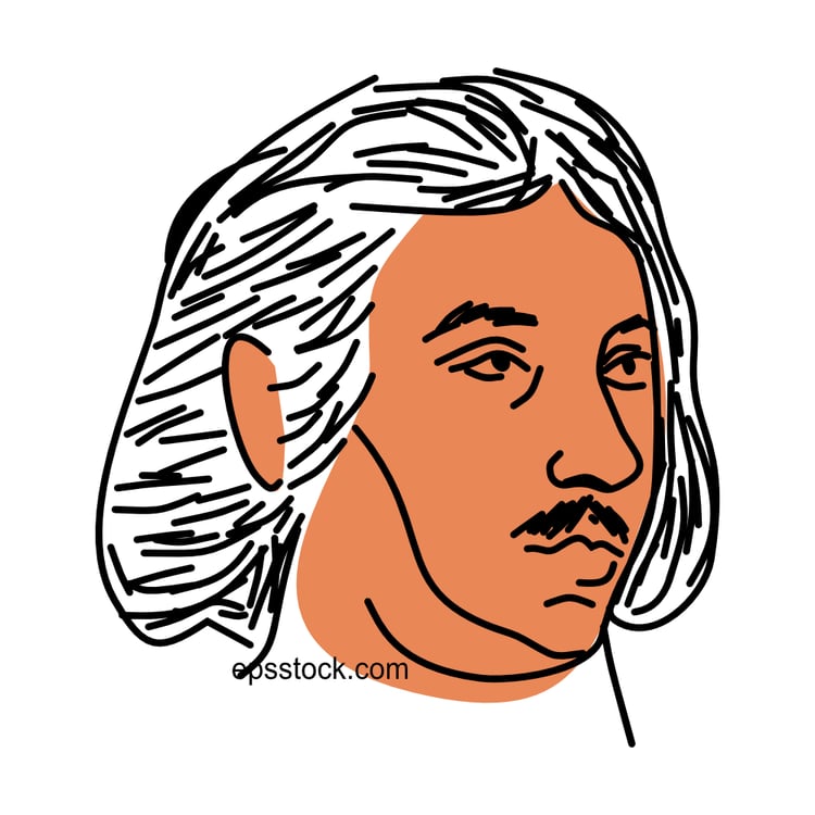 Giovanni Boccaccio portrait, flat vector illustration