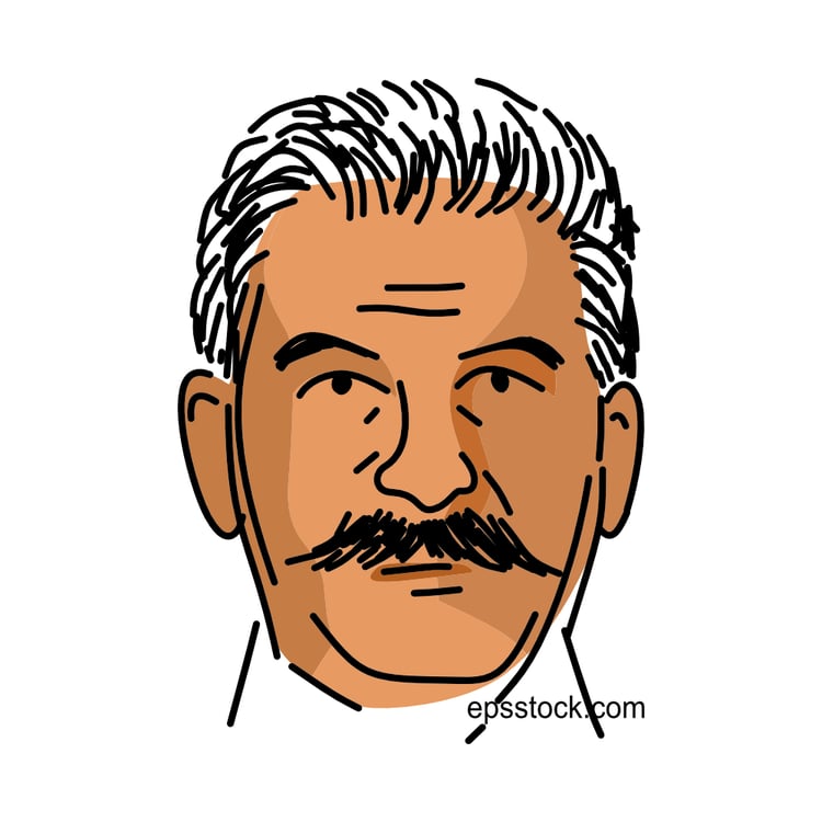 Portrait of the leader of the Soviet Union, flat vector illustration.