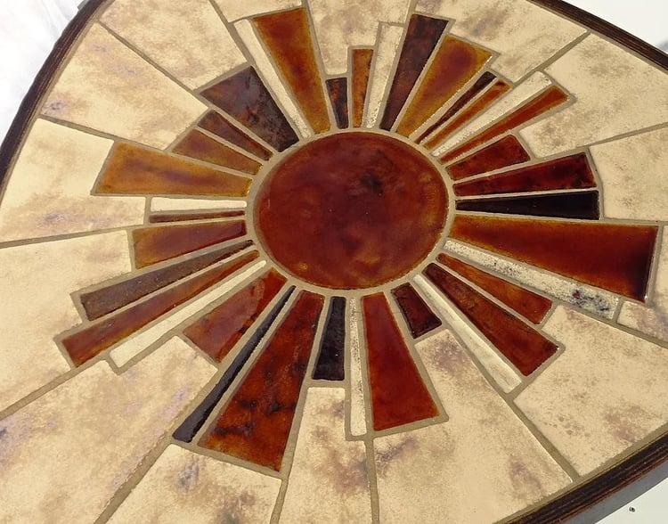 Vallauris Barrois triangular coffe table sunburst motif