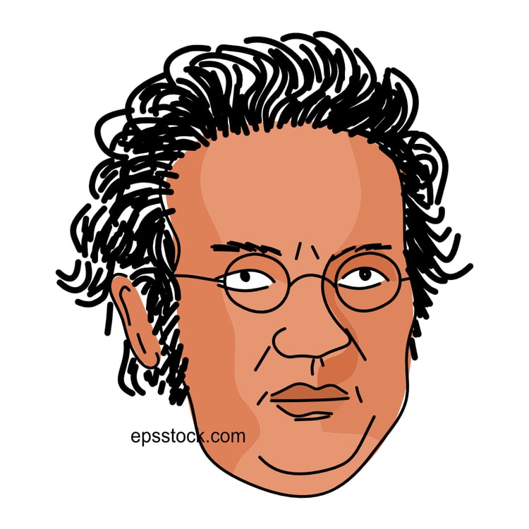 Franz Schubert portrait, flat vector illustration