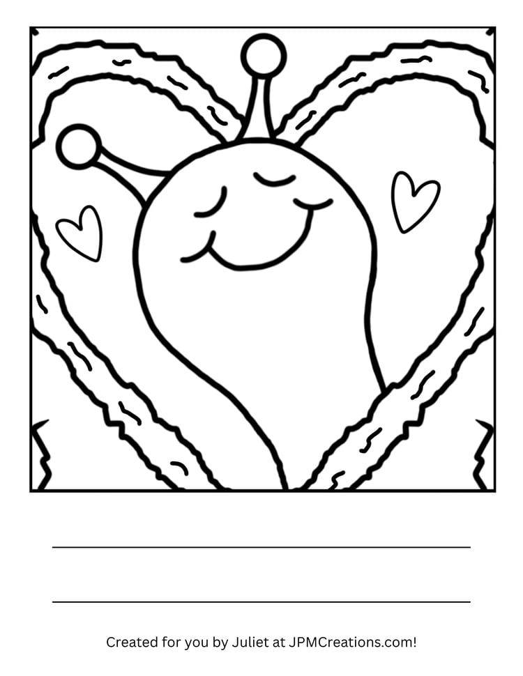 FREE: Cute Snail Heart Tree Coloring Page (Letter Size)