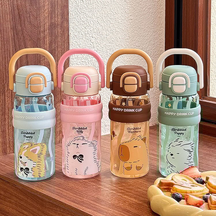 Tritan plastic water bottle with dual drinking system for kids and adults