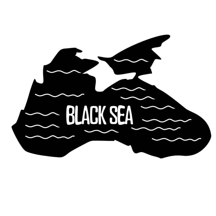 black sea symbol, black isolated silhouette