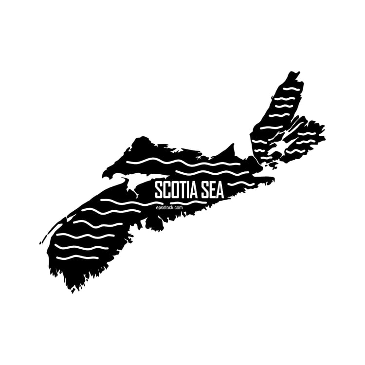 Scotia Sea Outline Map, black isolated silhouette