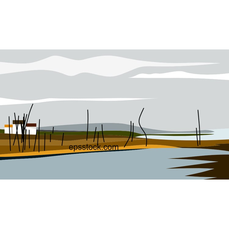 The edge of Strangford Low, flat vector illustration