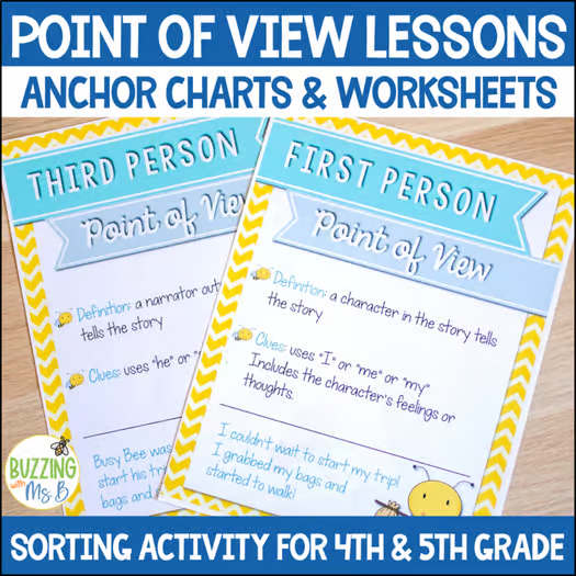 Point of View Anchor Chart, Worksheets & Sorting Activity