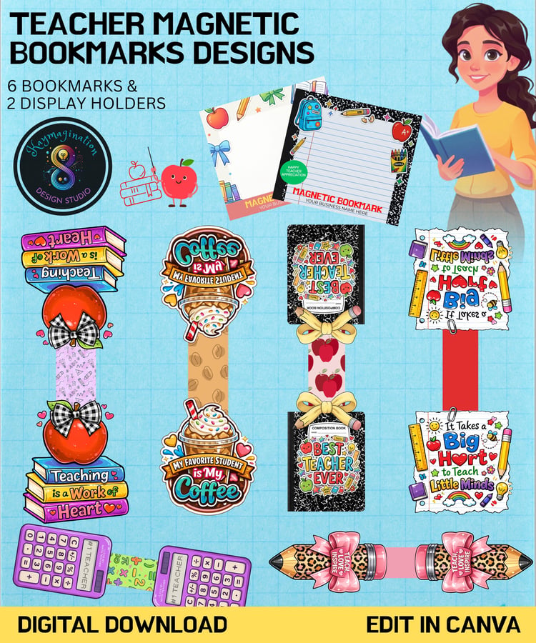 teacher bookmark template magnetic bookmark template teacher appreciation gift printable bookmarks canva teacher gift ideas classroom bookmarks back to school teacher gifts bookmark template bundle diy teacher gifts canva bookmark templates small business