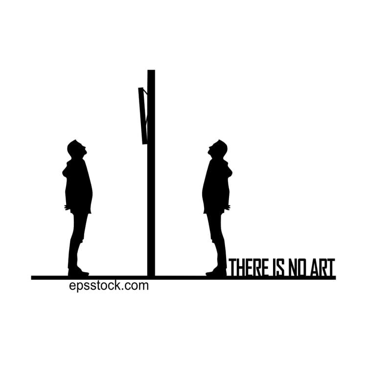 there is no art, black isolated silhouette