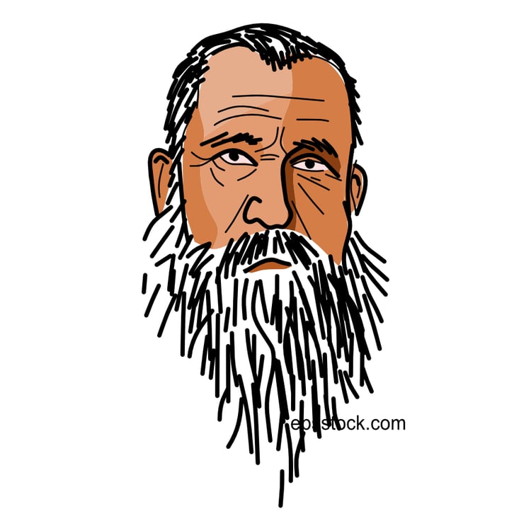 Claude Monet portrait, flat vector illustration