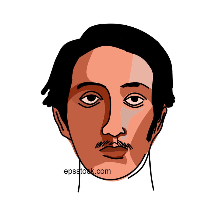 Edgar Degas portrait, flat vector illustration